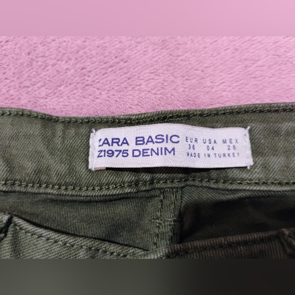 Zara Basic Olive Green Denim Jeans